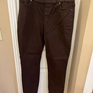 Lands End Curvy Skinny Chocolate Brown high waisted pull on Pants size 14